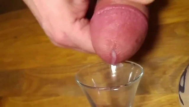 120fps slow motion closeup huge cumshot in shot glass