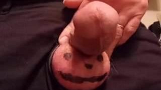 Curved small dick - face on my balls play