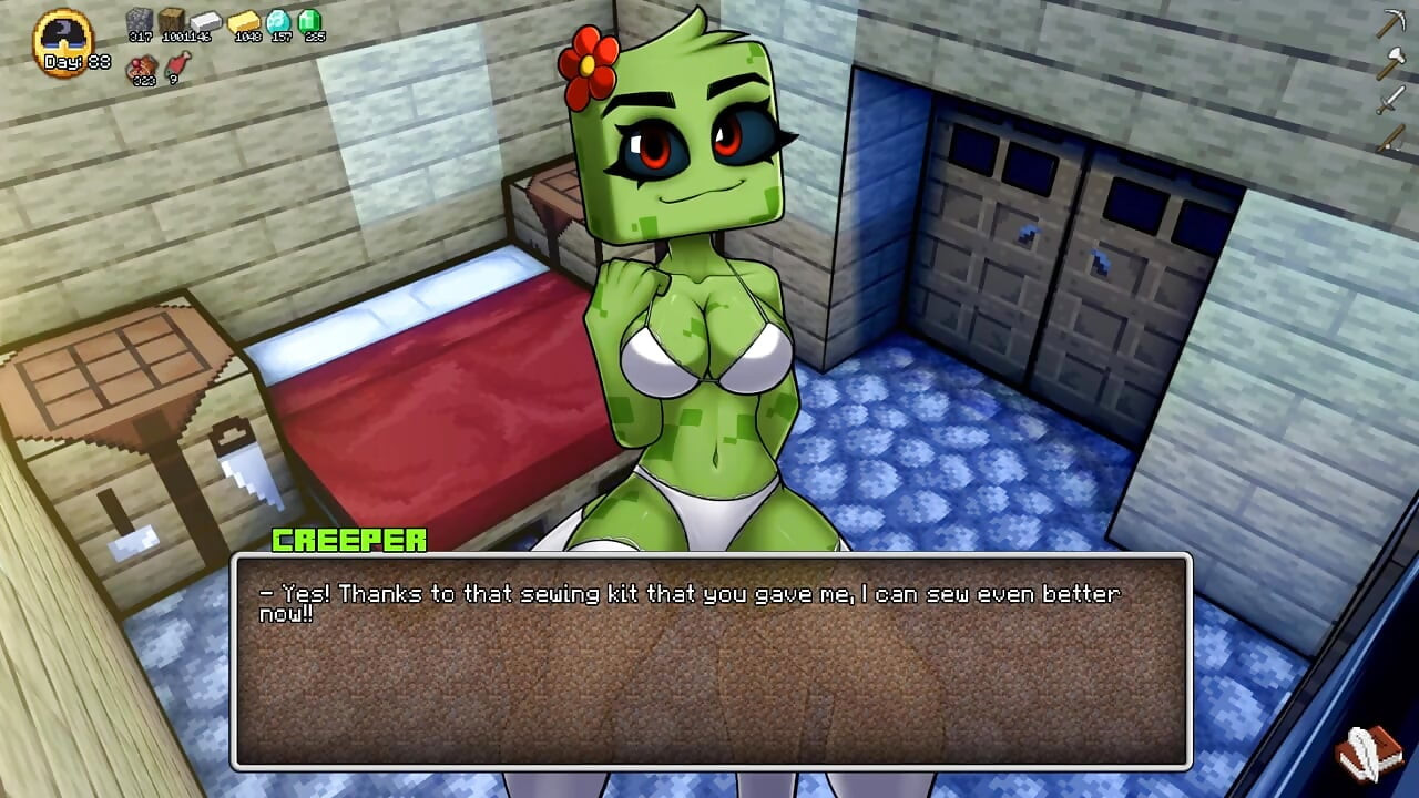 Minecraft Horny Craft - Parte 28 Creeper in lingerie! Pompino poV di Loveskysanhentai