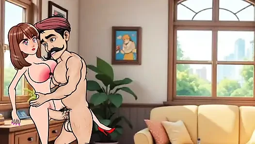 24 Year Old Girl Gets Hard Fucked by 36 Year Old Man in Living Room - Cartoon Animation