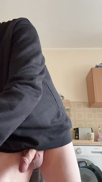 Taboo-free handjob with big cock in the kitchen