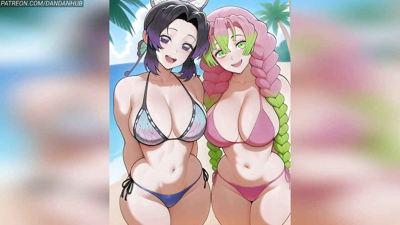 Compilație cu Shinobu și Mitsuri sărind în ținute - Demon Slayer