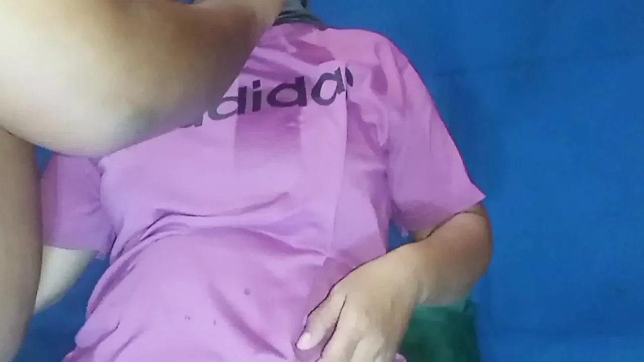Fucking a squirting milf's pussy using a dildo and a condom. Suddenly stopped because someone knocked on the door.
