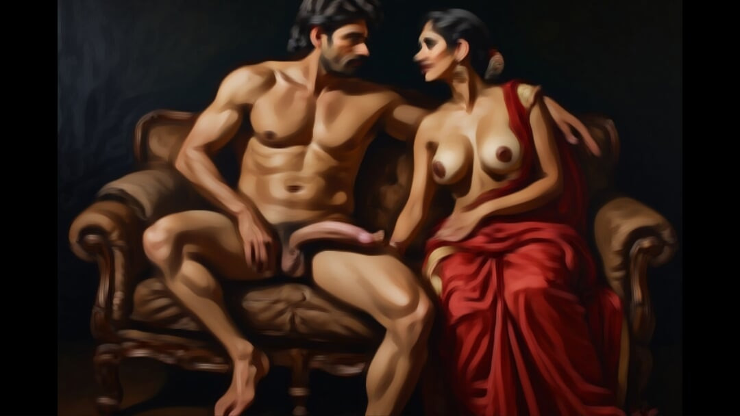 Indian wife sucking her stepbrother cock infront of her husband hot threesome sex