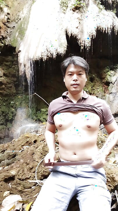 Thrilling at the waterfall