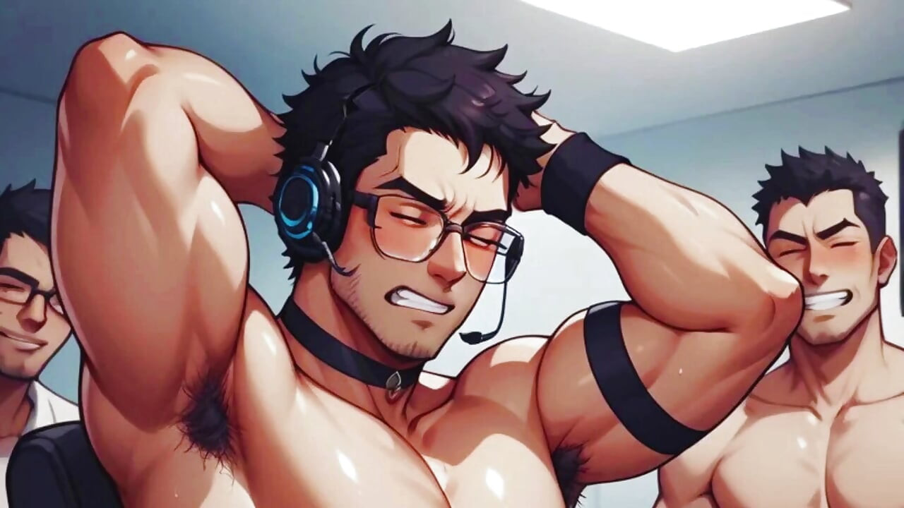 ゲーマーのライブストリームは手に負えなくなり、大規模なオンラインゲイ乱交に変わります。ぽっかりと開いたお尻でアナルセックス