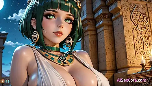 Tubuh legendaris Cleopatra tunduk pada seks liar dan berakhir dengan facial nile-hot aI