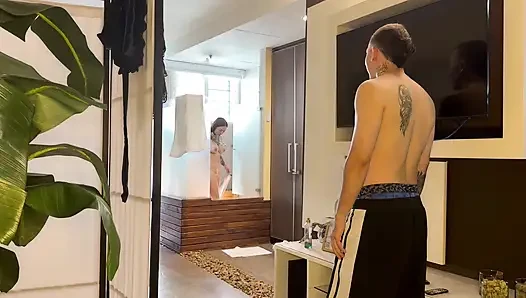 My stepbrother discovers me in the shower and we end up in the best way