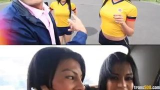 Hardcore trío transexual acción después del fútbol