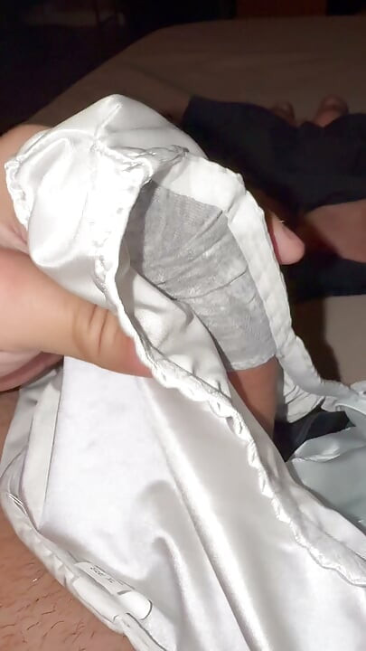 Satin panties getting drenched