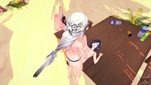 Yelan x Shenhe am strand (genshin-einfluss) P3 SEX