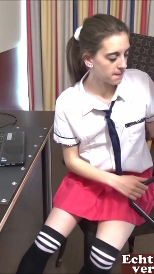 Young shy schoolgirl college teen first time fuck in hotel | Clip 1