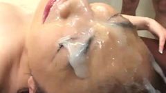 sperm shots to her eyes and nose!!