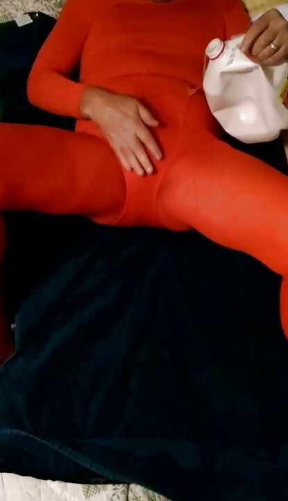 Gay Cd, slimed, eggs, masturbate in pantyhose and leotard.