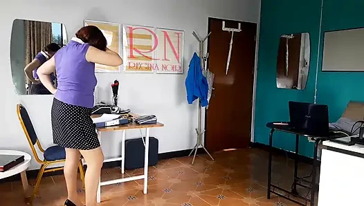 Nudist secretary. Nude employee in the office. Nude secretary is not shy about her boss. Nude office.  1 194