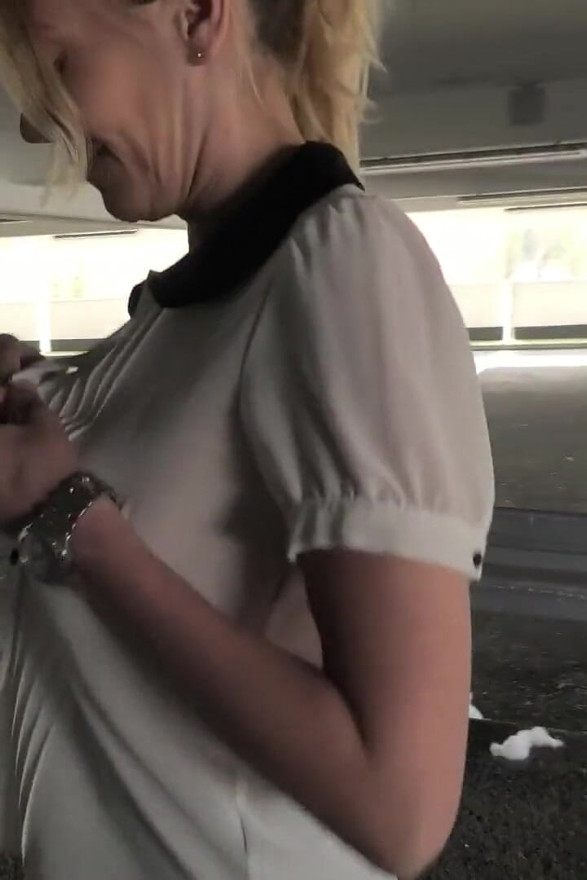 Horny Blonde German Slut Ordered to the Parking Garage and Fucked