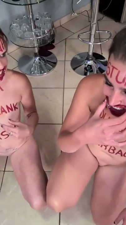 Two stupid whores doing stupid things, self humiliation, humiliating each other | Clip 1