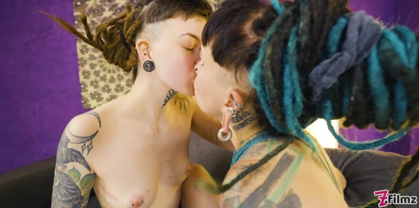Tattooed & Pierced Lesbians Cynthia’s Tongue & Fingers in Leo Before Massive Anal Toy Play