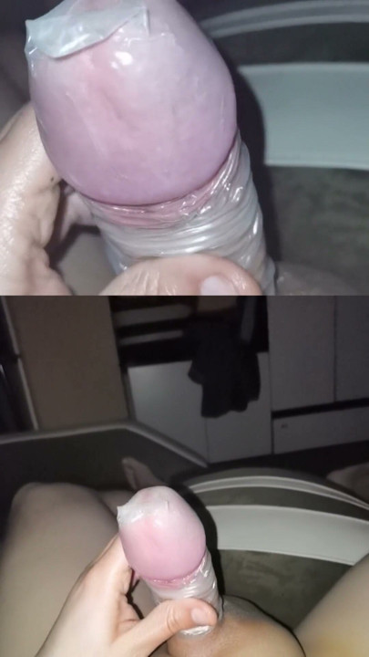 Høj stønnen - sprøjt i kondom efter jeg fangede min bedste veninde i badet | Klip 2