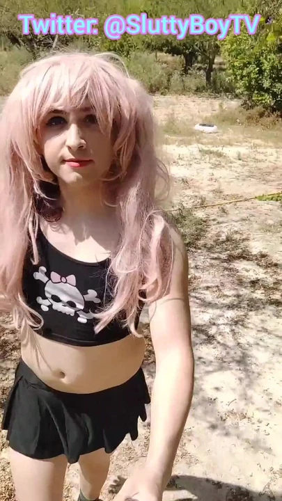 Cute sissy enjoying nature