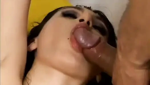 Guys have threesome with chick with perfect tits