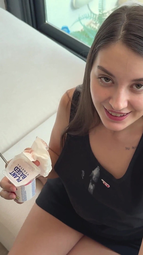 Step Sis Spilled Yogurt On My T-Shirt - I Spilled Cum Inside Her Pussy | Clip 1