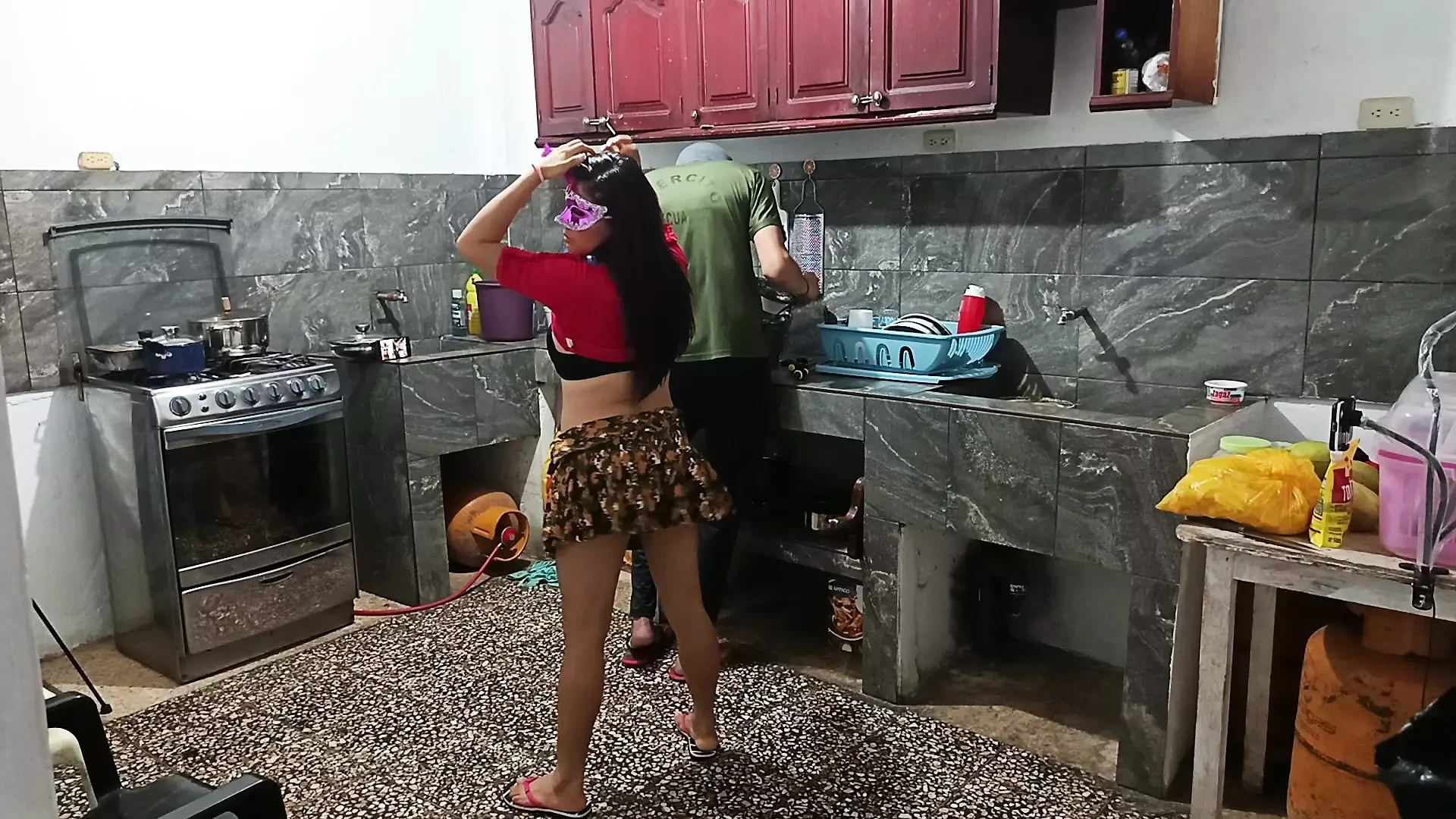 perverted neighbor shows everything while he is there