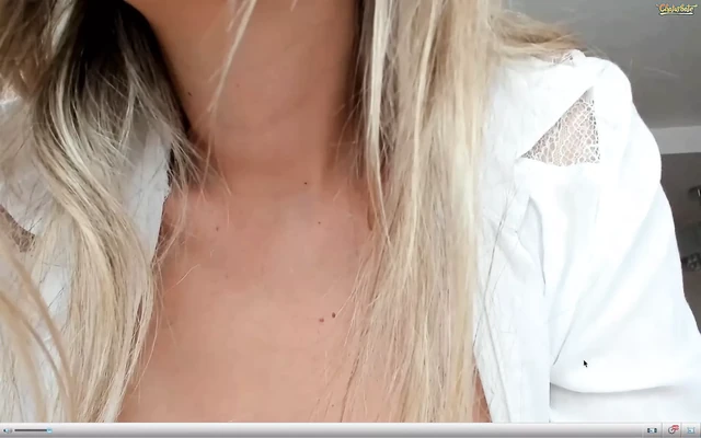 European Blonde plays with hairy pussy using magic wand