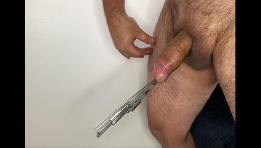 Seven sounds in cock. Extreme urethral sounding. Multiple sounds in cock. Cock urethral stuffing.