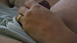 Step mom pulled out dick from step son dick and handjob him good
