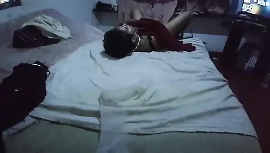 ep1 Desi stepmom found cam of stepson and she strips for him to see Pussy Show Begins Laying on the bed starts boobs job seduced
