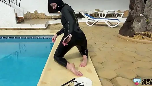 Neoprene şaplak atma kürek ve amcık kırbaçlama