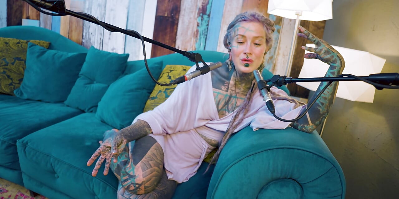 I talk about A - authentic - ASMR - Podcast - Talking - tattoo girl model goth punk dreadlocks