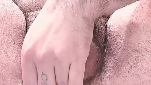 Hairy Bator Stroking His Hairy Dick While Fingering His Hairy Ass