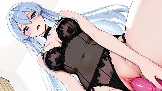 Esdeath came to buy new sexy lingerie and have some fun with a pink dildo. Esdeath hentai cosplay