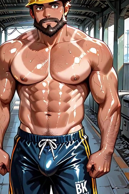 筋肉付きAIキャラクター シャツなし