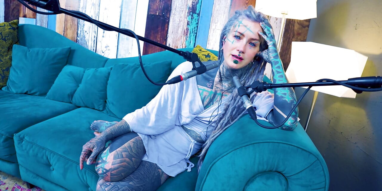 I talk about S - Shame - ASMR podcast SFW talking goth skinny girl dreadlocks tattoo model inked girl