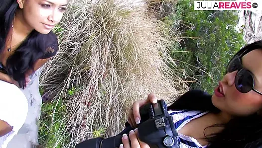 Sweet petite Latina gets 2 cocks inserted at the same time