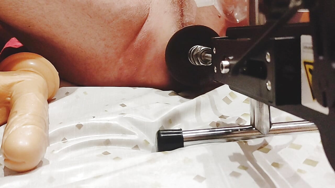 Machine fuck for big dildo 28 cm, double anal