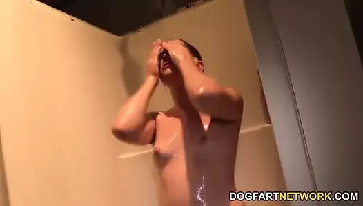 Kasey Warner Works On A Black Cock At A Glory Hole
