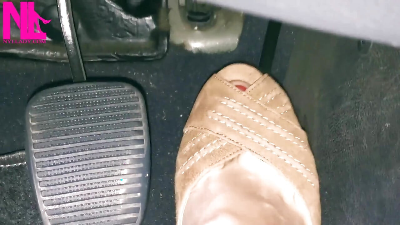 Revving and Driving in Light Brown Peeptoe Sandals