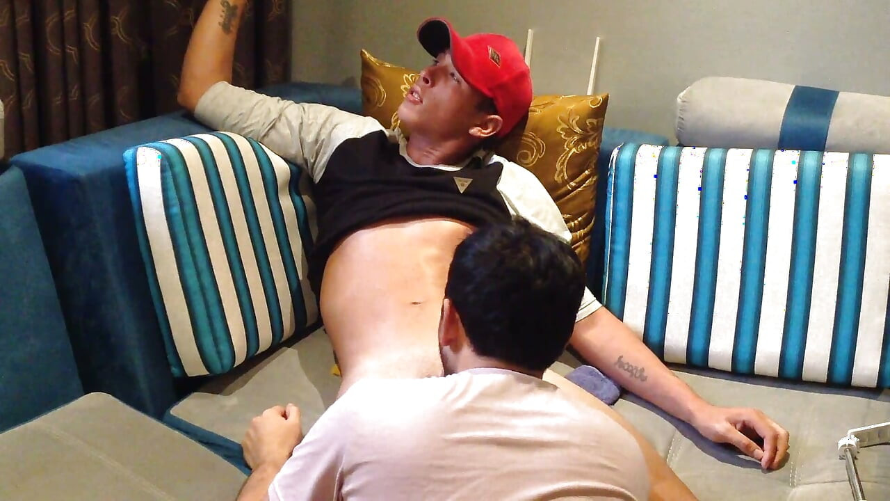 My neighbor films me in selfie mode with his cock down my throat!