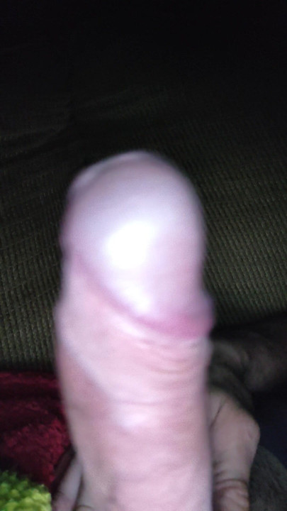 Uncircumcised cock getting hard as I pull the foreskin back
