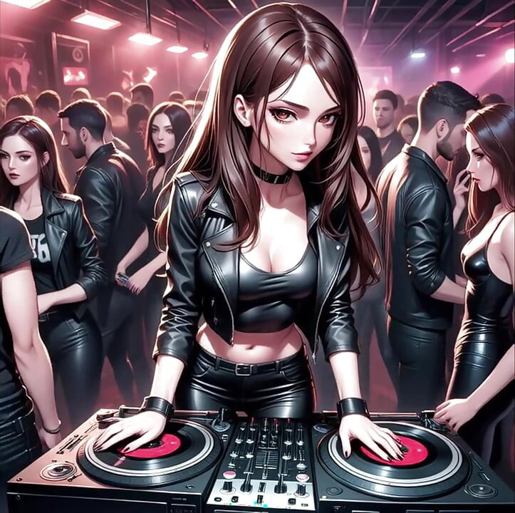 Synthwave Retrowave DJ set Anime SFW AI