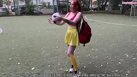 A female soccer player sucked me off in a public place and I came inside her pussy.