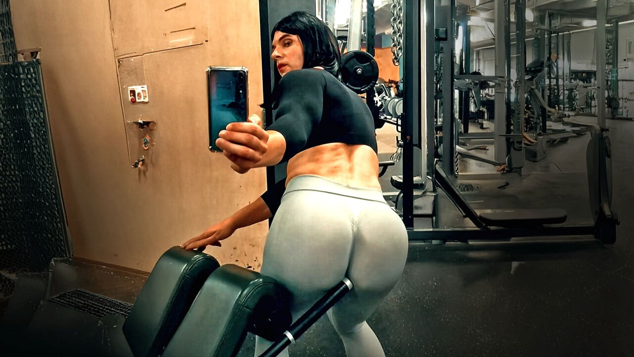 Having a very hard bootie training in the gym