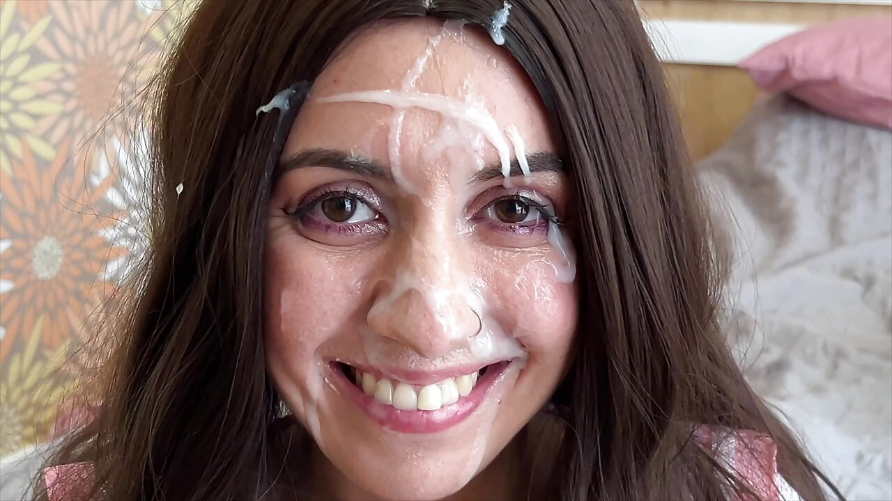How she loves guys' cum on her face and in her mouth - guys fuck a cute student hard