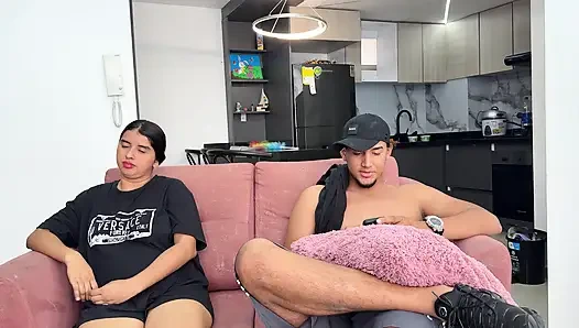 While my husband's cuckold makes lunch Latina slut gets fucked by stranger until he cums in her pussy