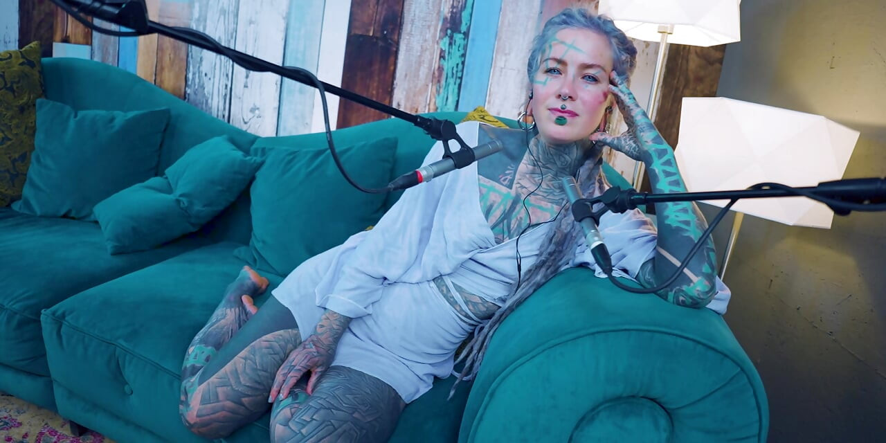 I talk about F - Fear - ASMR podcast SFW talking goth skinny girl dreadlocks tattoo model inked girl