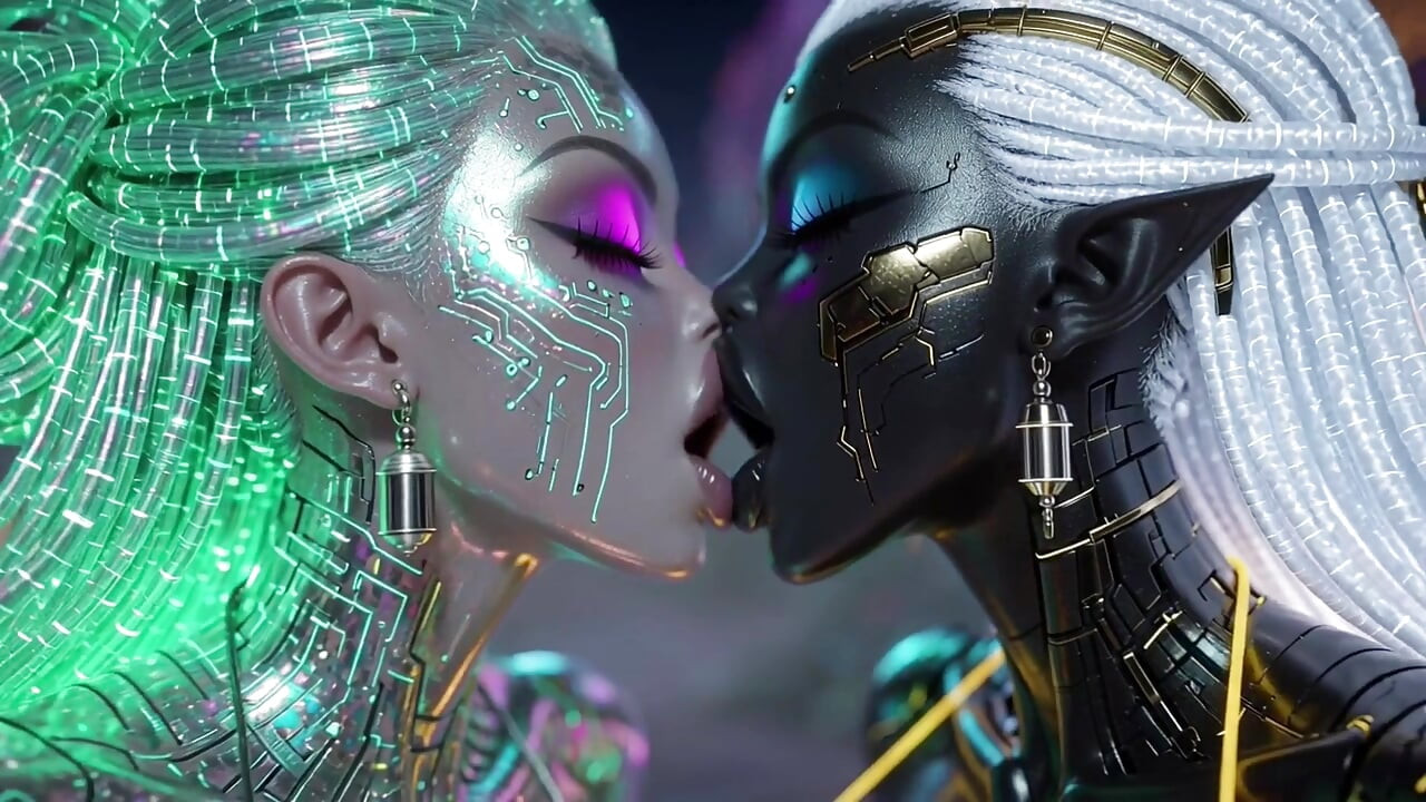 Beautiful Aliens Kiss on Nice Music, Ai Animation